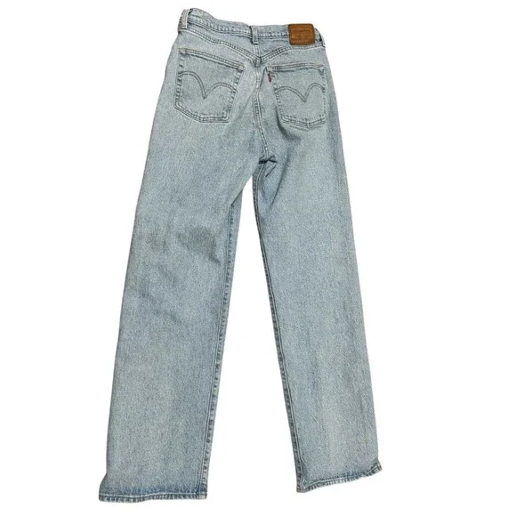 Levi's Premium Ribcage Straight Leg Jeans Women's Size 29 Light Wash Big E - Picture 3 of 8
